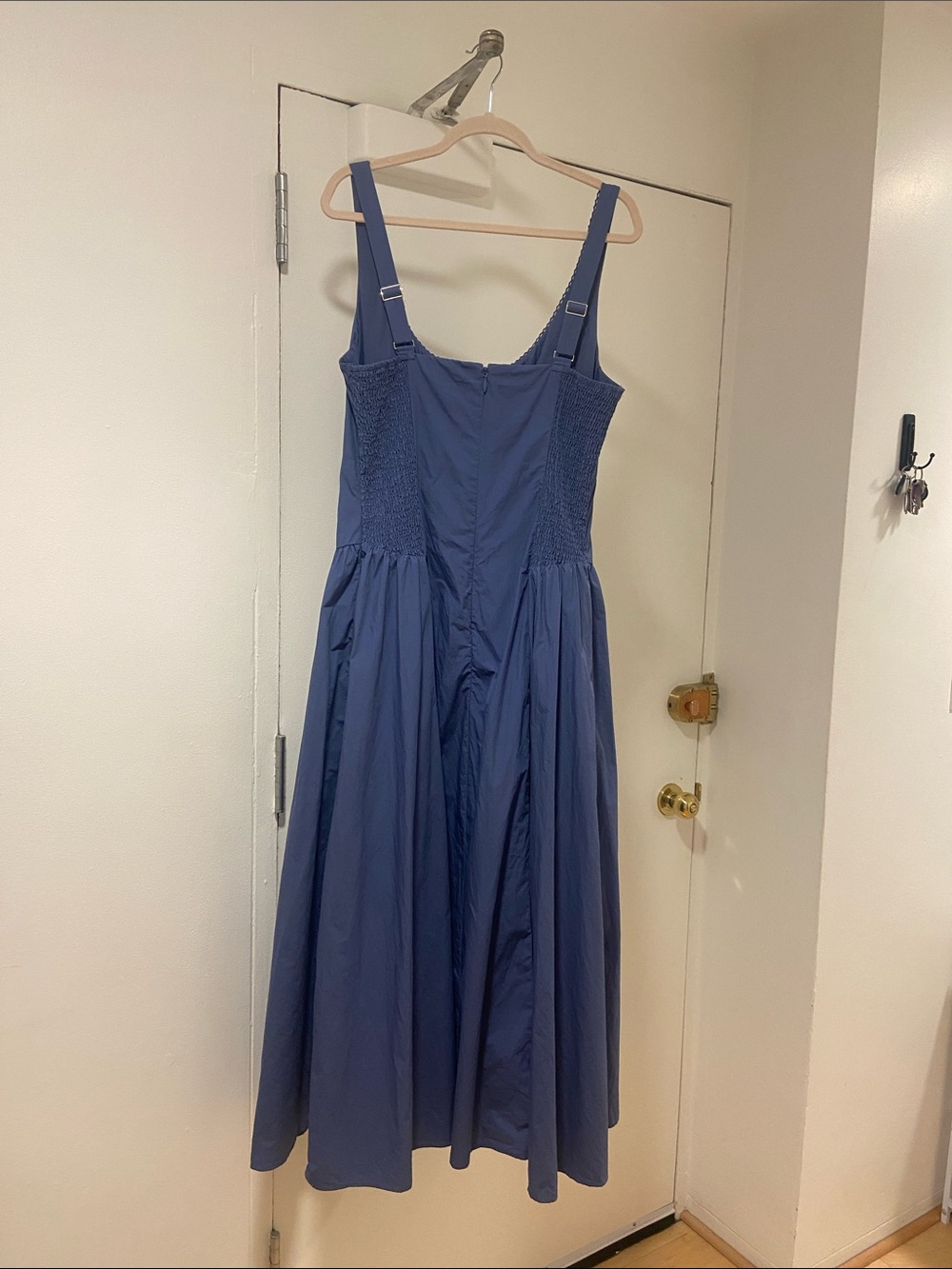 NWT ABERCROMBIE AND FITCH 100% Cotton Bra Free Dylan Midi Dress Blue Fog - Picture 7 of 8